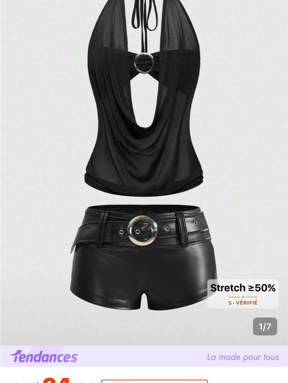 SHEIN Black Halter Ring Drape Crop Top